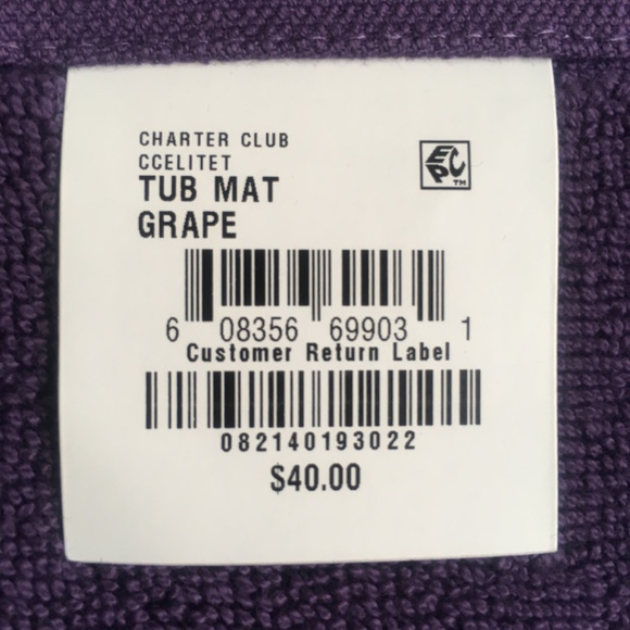 new GRAPE Charter Club Elite 100% Hygro Cotton 20"x30" Foot Towel (Tub Mat) - Picture 3 of 4